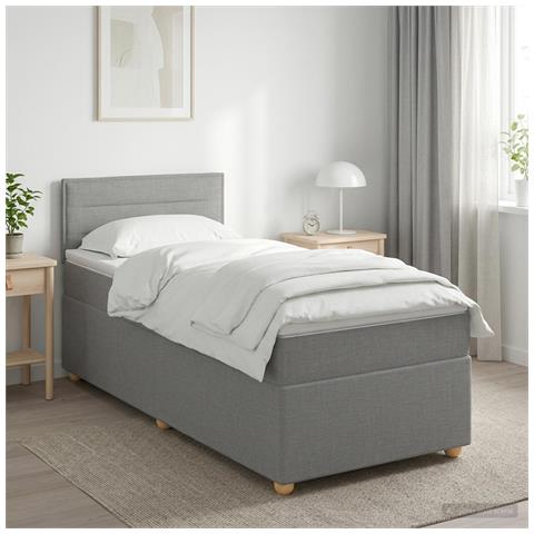Letto box spring con materasso Grigio Chiaro 80 x 200 cm - Foto 2