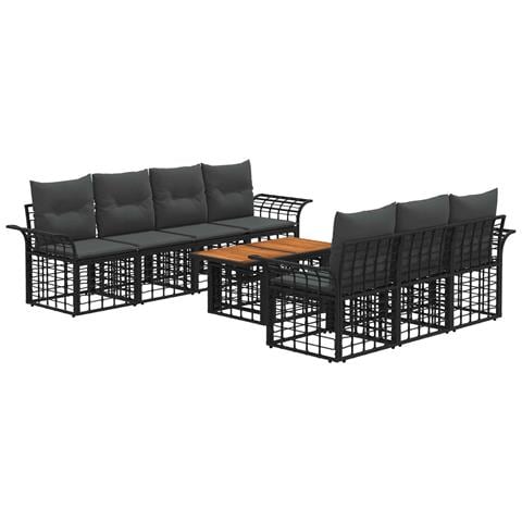 Set Divano da Giardino 8 pz Nero e Grigio scuro polyrattan - Foto 1