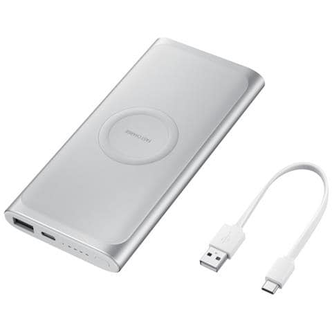 PowerBank da 10000 mAh con Ricarica Wireless e Porta USB Colore Argento - Foto 5