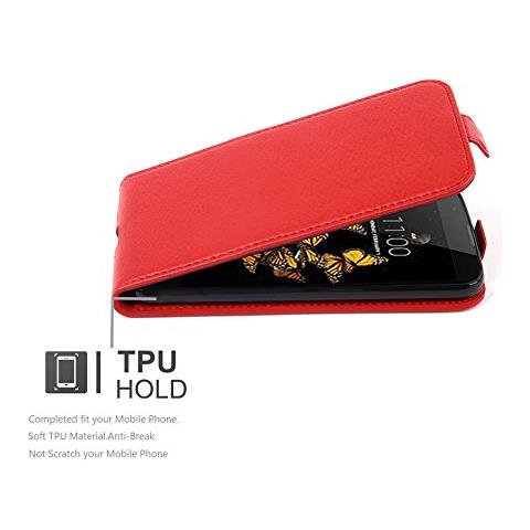 Custodia Compatibile Con Lg K8 2016 In Rosso Cremisi - Coperchio Protettivo In Design Flip Realizzato In Similpelle Testurizzata - Foto 2