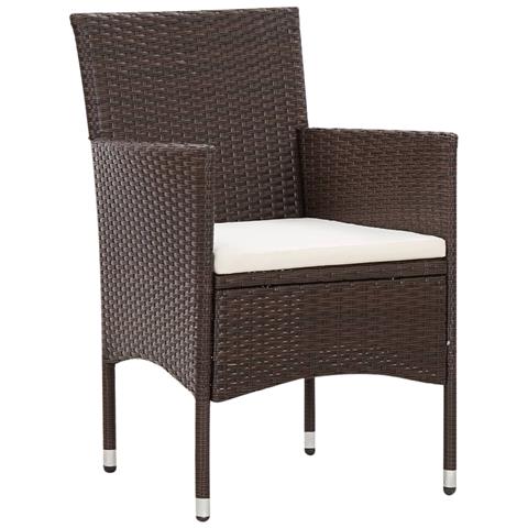 Set Divani Da Giardino 5 Pz Con Cuscini In Polyrattan Marrone - Foto 2