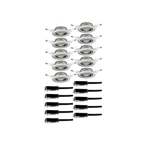 Ebl 93399 Lampada Led Base Rotonda 10 Faretti Max. 10w Ferro Spazzolato Apparecchio Da Incasso Spot Da Soffitto Gu10 - Foto 2