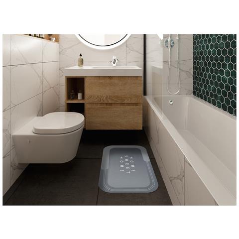 Tappeto Bagno Doccia Antiscivolo Assorbente Home Sweet Home Home Sweet Home Grigio Chiaro - Foto 2