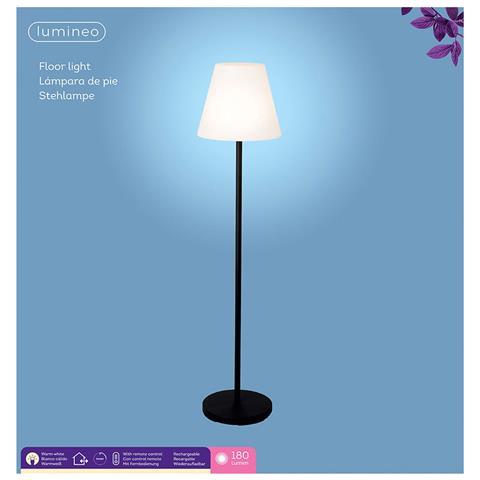 Lampada Da Terra 894459 Nero 150 Cm Ricaricabile - Foto 2