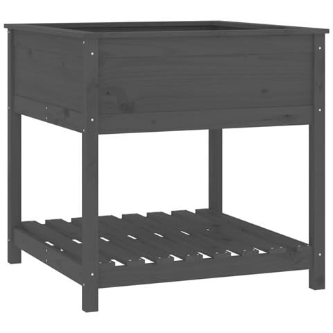 Fioriera Con Mensola Grigia 82,5x82,5x81 Cm Legno Massello Pino - Foto 2