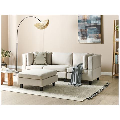 Divano Modulare 3 Posti Unstad Tessuto Beige Chiaro Con Ottomana - Foto 1