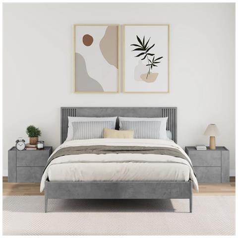 Comodini A Muro 2 Pz Grigio Cemento 45x30x35 Cm - Foto 3