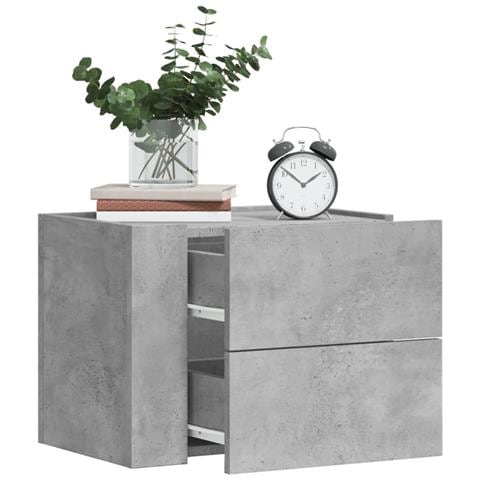 Comodini A Muro 2 Pz Grigio Cemento 45x30x35 Cm - Foto 1