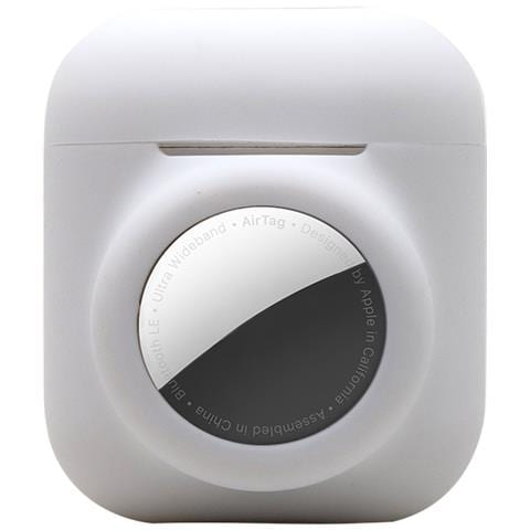 Custodia Airtag In Silicone 2 In 1 Compatibile Per Airpods 1/2 White - Foto 1