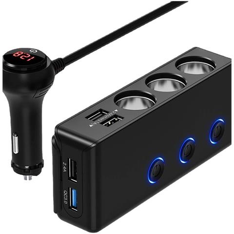 Caricabatterie Per Auto, Caricabatterie Usb A 3 Porte Con Display Led - Foto 1