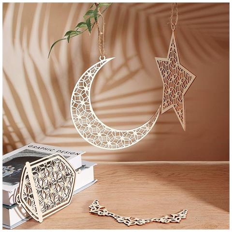 9 Ornamenti In Legno Ramadan Kareem - Decorazioni Da Appendere, Bianco - Foto 2