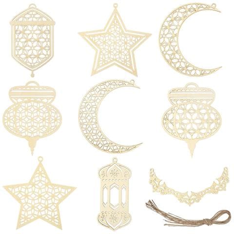 9 Ornamenti In Legno Ramadan Kareem - Decorazioni Da Appendere, Bianco - Foto 1