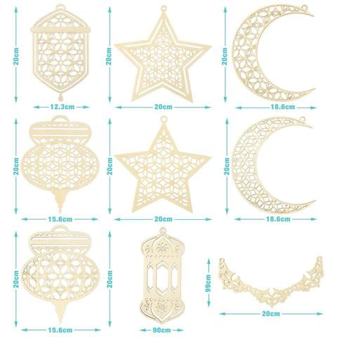9 Ornamenti In Legno Ramadan Kareem - Decorazioni Da Appendere, Bianco - Foto 4