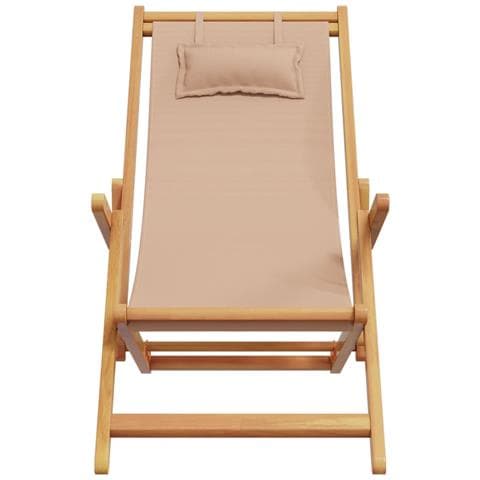 Sedie da Spiaggia Pieghevoli 2 pz Tortora in Tessuto e Legno - Foto 2