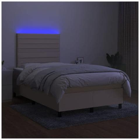 Letto a Molle con Materasso e LED Crema 120x190 cm in Tessuto - Foto 10