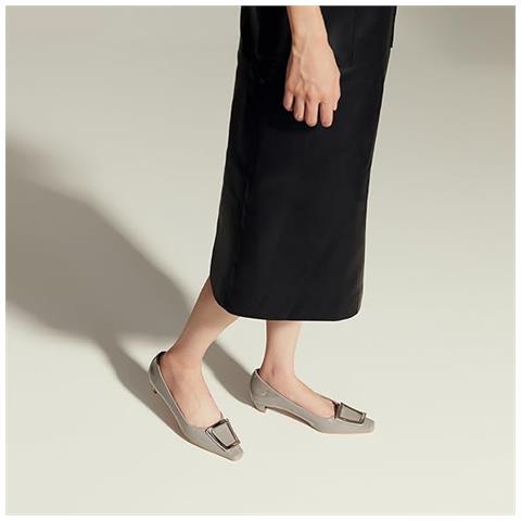 Eleganti Mocassini Da Donna, Tacco Basso, Nº 37, Grigio Chic - Foto 4