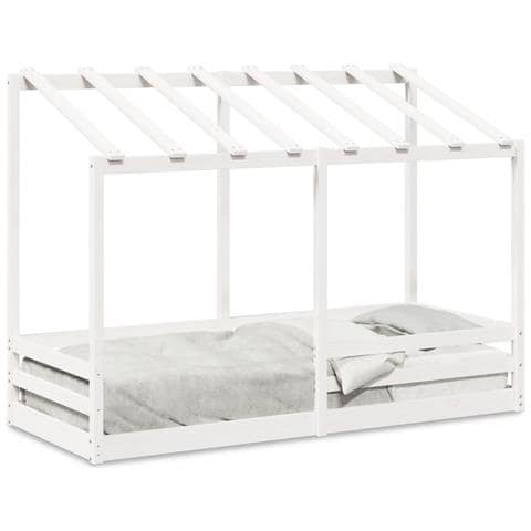 Letto Per Bambini Con Tetto Bianco 75x190cm Legno Massello Pino - Foto 2