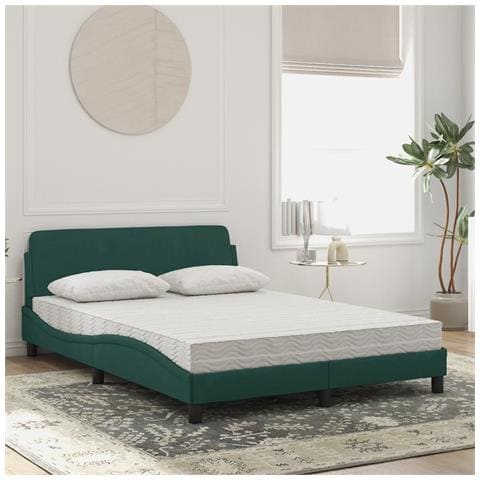 Letto Con Materasso Verde Scuro 120x200 Cm In Velluto - Foto 3