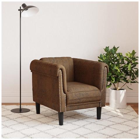 Lusso Casadino -  Poltrona Marrone In Similpelle Scamosciata - Foto 2