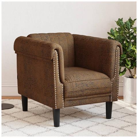 Lusso Casadino -  Poltrona Marrone In Similpelle Scamosciata - Foto 8