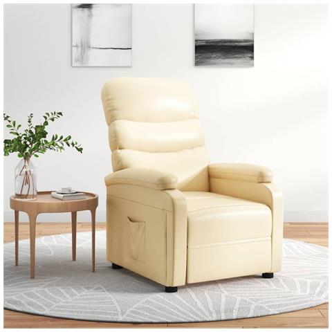 Lusso Casadino -  Poltrona Reclinabile Crema In Similpelle - Foto 8