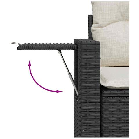 Set da Divano da Giardino 10 Pezzi con Cuscini Nero Polyrattan Acacia, Set da Pranzo da Giardino 3 Pezzi con Cuscini Nero Polyrattan Acacia - Foto 9