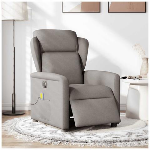 Poltrona Massaggiante Reclinabile Elettrica Tortora in Tessuto - Foto 2