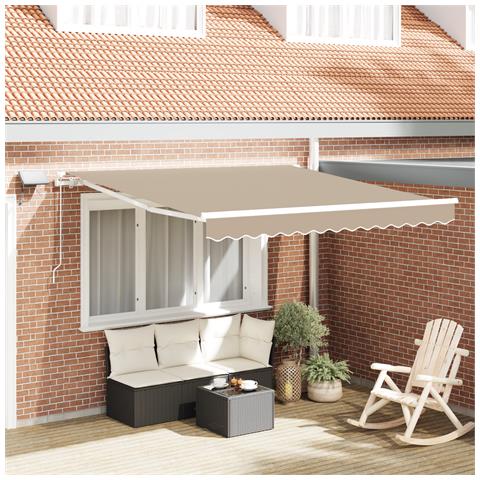 Tenda Manuale Retrattile  con LED Beige 350x250 cm, Tessuto di Ricambio per Tenda  per Struttura 3.5x2.5 m Beige - Foto 2
