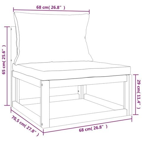 Set Salotto Giardino 3pz Cuscini Grigio Chiaro Legno Massello - Foto 7