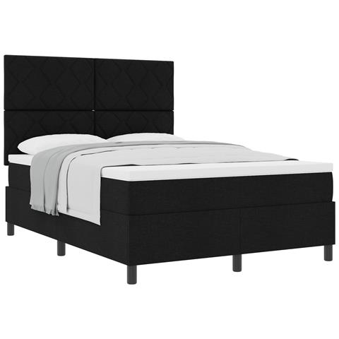 Letto a Rete con Materasso Nero 140x200 cm Tessuto - Foto 1