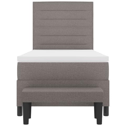 Letto contenitore con materasso e panchina taupe 80x200 cm tessuto - Foto 9