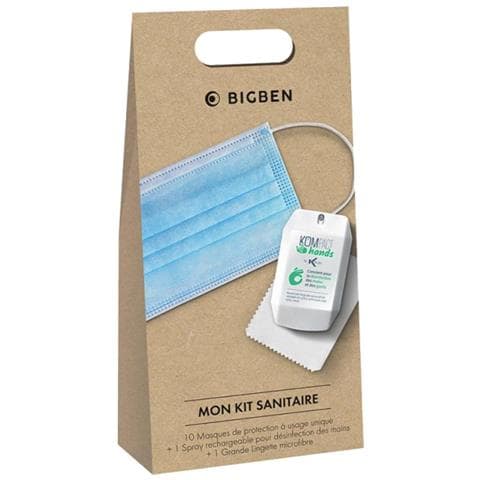 Kit Sanitario 10 Maschere Con Spray Disinfettante E Salvietta, Bianco - Foto 2