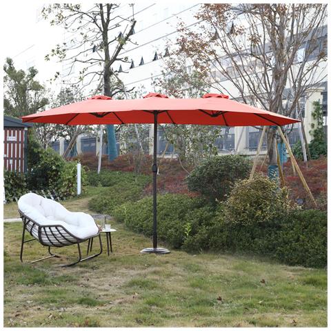 Ombrellone Da Esterno A Doppia Faccia Da 14,8 Piedi Rettangolare Grande Con Manovella (arancione) (senza Base) - Foto 1