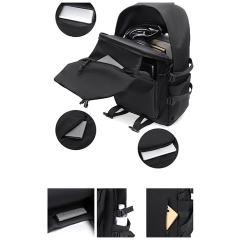Zaino Casual Nero Leggero E Di Grande Capacità - Nylon E Poliestere, Zaino Impermeabile Per Laptop - Foto 7