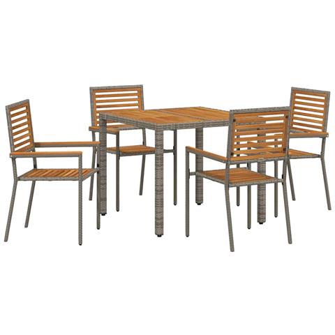 Set da Pranzo per Giardino 5 pcs Grigio 90 x 90 x 75 cm - Foto 1
