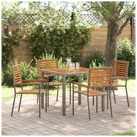Set da Pranzo per Giardino 5 pcs Grigio 90 x 90 x 75 cm - Foto 2