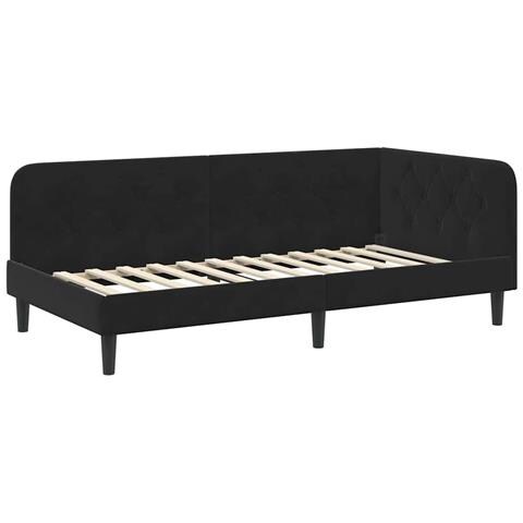 Cornice del letto ad angolo Nero 100 x 200 cm Velluto - Foto 1