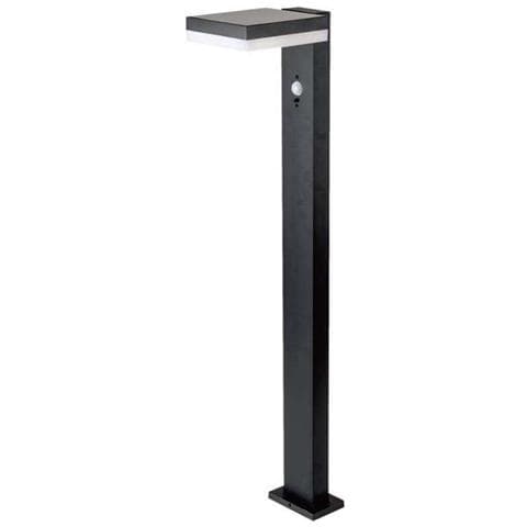 Piantana Solare LED da Giardino Quadrata con Sensore PIR 5.5W Corpo Nero 155*299*155mm 3000K IP54, colore Nero - Foto 1