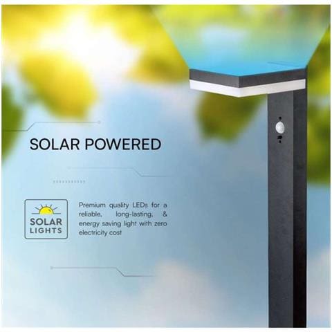 Piantana Solare LED da Giardino Quadrata con Sensore PIR 5.5W Corpo Nero 155*299*155mm 3000K IP54, colore Nero - Foto 2