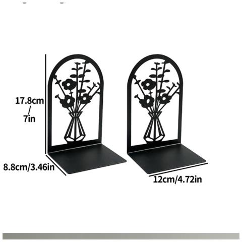 Fermalibri In Metallo A Forma Di L - Supporti Decorativi Per Mensole, Neri, Set Da 2 - Foto 1