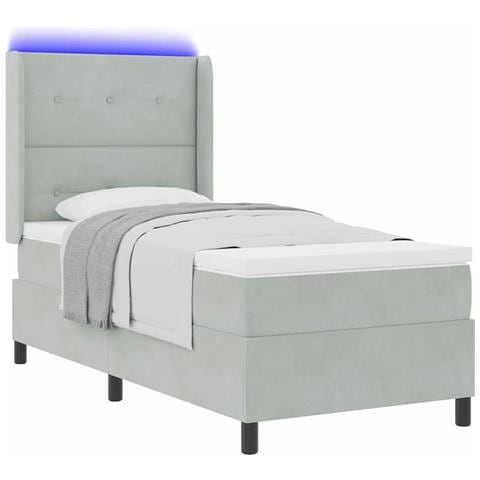 Letto a molle con materasso Grigio chiaro 90 x 200 cm Velluto - Foto 1