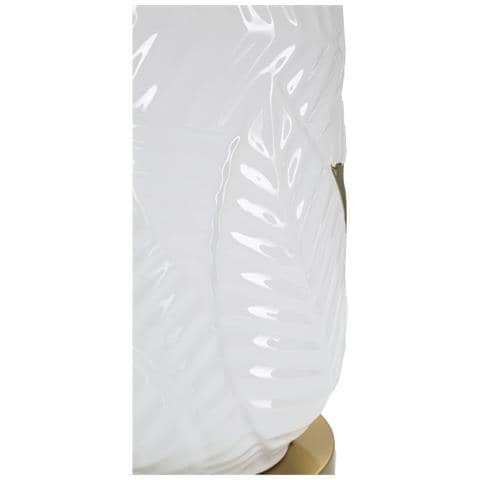 Lampada Da Tavolo Ceramic In Ceramica Bianca E Metallo Oro Con Paralume In Tessuto - Foto 2