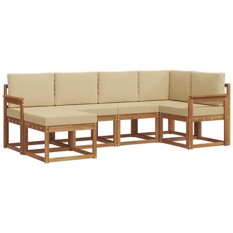 Set di divani da esterno con cuscino 6 pcs Naturale e Beige - Foto 1