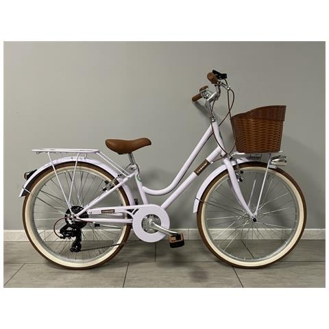 Bici Da Bambina Stile Vintage Misura 20 Bicicletta Bimba Cambio 7v Completa Di Accessori Con Cestino E Luci A Led - Lilla - Foto 1