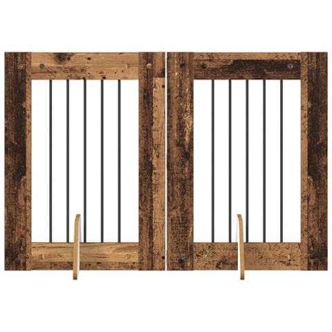 Cancello per cani con supporti 2 pcs Legno antico 60 x 80 cm - Foto 1