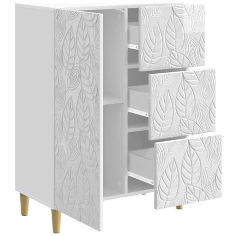 Credenza Bianco Lucido 66 x 34,5 x 90 cm Legno ingegnerizzato - Foto 2
