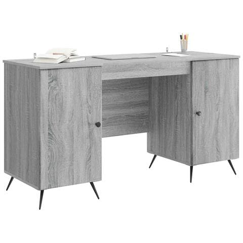 Scrivania Grigio Sonoma 142,5 x 50 x 75 cm Legno ingegnerizzato - Foto 2