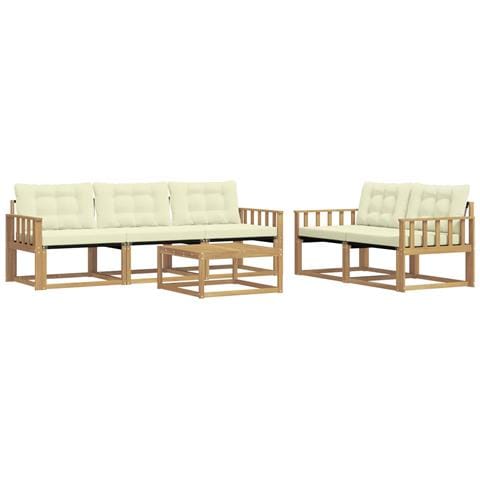 Set di divani da esterno 6 pcs Bianco e Crema 79 x 79 x 37 cm - Foto 1