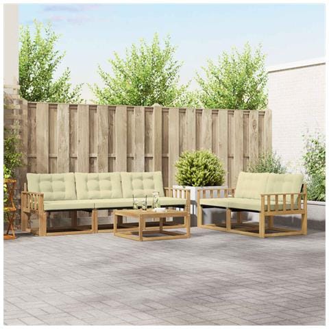 Set di divani da esterno 6 pcs Bianco e Crema 79 x 79 x 37 cm - Foto 2