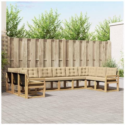 Set di divani da esterno con cuscino 10 pcs Bianco e Beige - Foto 2
